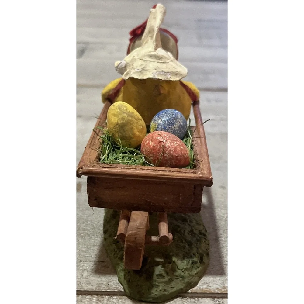 Bethany Lowe Designs Chick Pushing A Cart Full of Eggs Figurine‎ By Bruce Elsass